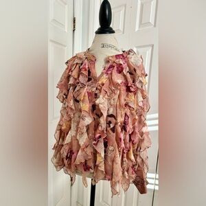 Vici Anastelle Ruffle Chiffon Floral Top